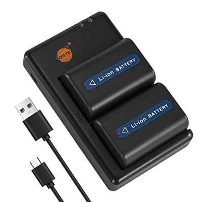 Abbildung von DSTE 2PCS NP FM55H FM50(2300mAh/7.4V) Batterie Ladegerät Compatible für Sony FM30,NP FM51,NP QM50,NP QM51,CCD TRV126,CCD TRV128,CCD TR208,CCD TR408,CCD TR748,CCD TRV106 Kamera