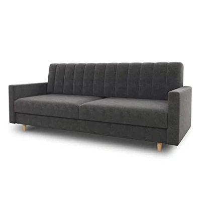 Abbildung von Sofnet Schlafsofa Sara, mit Schlaffunktion und Bettkasten, Bettsofa Holzfüße Wellenfeder