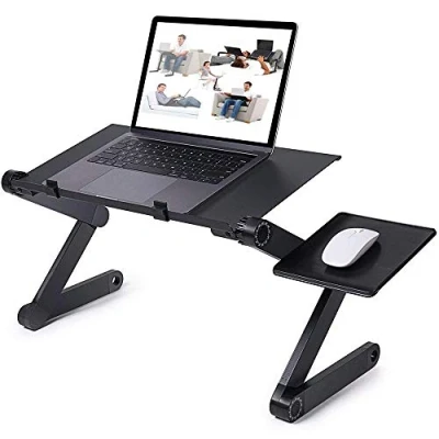 Abbildung von HUOLE Laptoptisch Notebooktisch Höhenverstellbar mit Schublade Belüftet Neigbar Faltbar Laptopständer Betttisch Bett Couch Sofa (Schwarz)