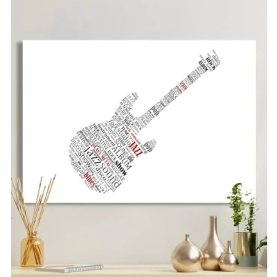 Abbildung von MyMaxxi Premium Leinwandbild auf Keilrahmen Gitarre Wandbild Design Wand Dekoration, Bild schwarz rot Leinwand E Gitarre, Groesse_leinwand:80x120 cm