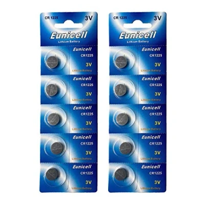 Abbildung von 10 x CR1225 3V Lithium Knopfzelle 48 mAh (2 Blistercards a 5 Batterien) EINWEG Markenware Eunicell