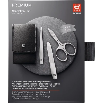 Abbildung von Zwilling Beauty Twinox CASE Nappa Leather WITH PUSHBUTTON, 3 Parts NagelpflegeZubehör, Größe: One Size, Schwarz