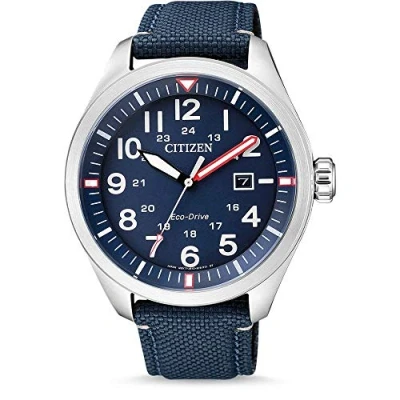 Abbildung von Citizen Herren Analog Quarz Uhr mit Nylon Armband AW5000 16L
