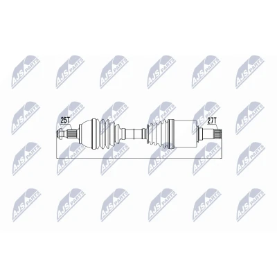 Abbildung von NTY NPW ME 018 Antriebswelle Vorderachse links, 585 Automatikgetriebe, CVT Automatikgetriebe (Stufenlos) MERCEDES BENZ: B Klasse, A Klasse