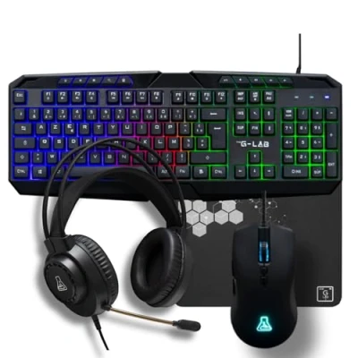 Abbildung von The G Lab Combo Natrium Gaming Tastatur 4 in 1 AZERTY USB, RGB, 19 Antihosting Tasten, Maus 6400 DPI, Kopfhörer &amp; Mauspad PC/PS4/PS5/Xbox