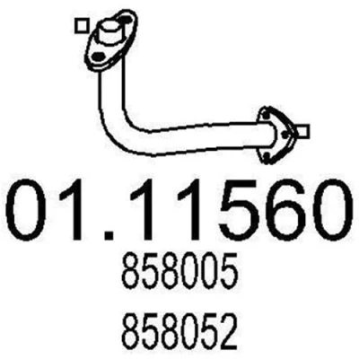 Abbildung von MTS 01.11560 Abgasrohr 560 vorne für Mittelschalldämpfer OPEL: Astra F CC, Vectra A Limousine, Caravan