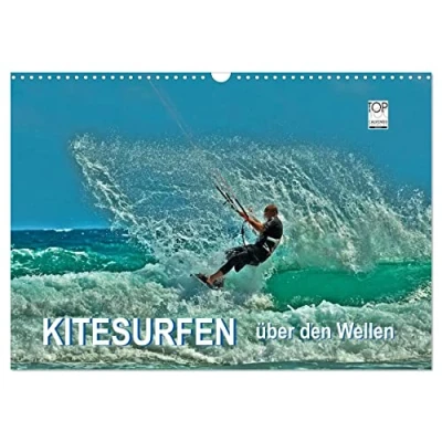 Abbildung von Kitesurfen über den Wellen (Wandkalender 2025 DIN A3 quer), CALVENDO Monatskalender