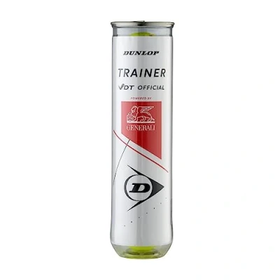 Abbildung von Dunlop Tennisbälle Trainer 4er Dose, VDT Official, Premium Tennistrainingsball für Sand, Hartplatz und Rasen geeignet
