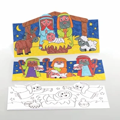 Abbildung von Baker Ross FC270 Weihnachtskrippen Pop Up Karten 10er Pack, Weihnachtskunst für Kinder zum Gestalten und Verschenken