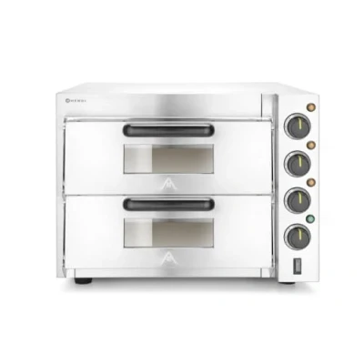 Abbildung von HENDI Doppeldeck Pizzaofen, Silber, 50˚C bis 350˚C, 230V, 3000W, 580x560x(H)435mm