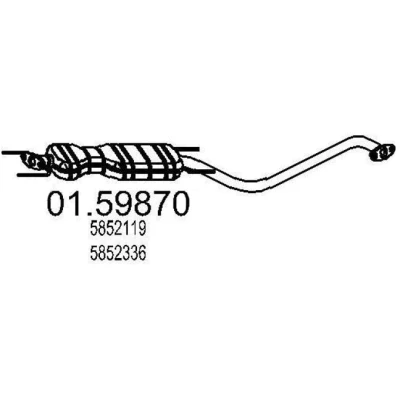 Abbildung von MTS 01.59870 Mittelschalldämpfer 1930 OPEL: Vectra B Limousine, CC, Caravan