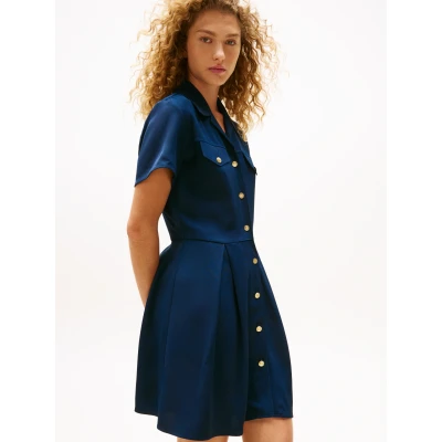 Abbildung von Tommy Hilfiger MINI Dress Blusenkleid, Damen, Größe: 42, Dark night navy