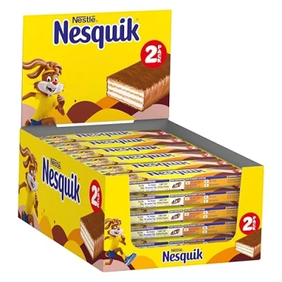 Abbildung von Nestlé Nesquik Knusperwaffel, Leckerer Riegel aus Waffel mit Milchschokolade, 2er Pack (2 x 13g)