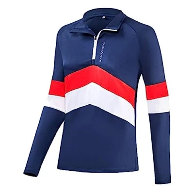 Abbildung von Black Crevice Damen Zipper Funktionsshirt, navy/rot, 36