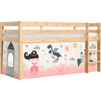 Abbildung von Vipack Spielbett &quot;Vipack Pino&quot;, (Made in Europe), mit Textil Set, inkl. Rolllattenrost, Natur, Weiß oder Grau