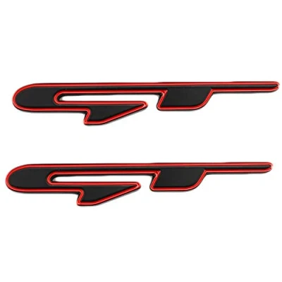 Abbildung von GT Emblem, Metall, Chrom, Abzeichen für Auto, Kotflügel, Kofferraum, Deckel, kurzes Logo, SUV, Coupé, 3D Aufkleber (schwarz), 2 Stück