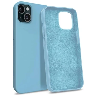 Abbildung von MyGadget Hülle kompatibel mit iPhone 15 Gummierte Handyhülle [ 3 Layer Struktur ] Schutzhülle Soft Inlay &amp; Hardcase Cover außen Babyblau
