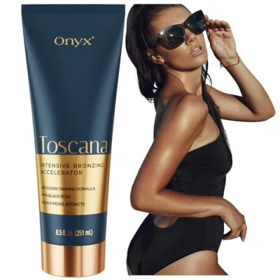 Abbildung von Onyx Toscana Bräunungscreme &amp; Bräunungsbeschleuniger, Superaktive Creme für maximale Dunkle Bräune ohne Streifen, frei von Tierversuchen