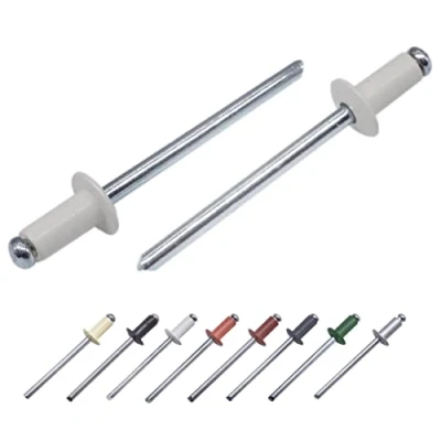 Abbildung von Marcopol (100 Stück) Lackierte Blindnieten 4,0 x 8 mm, Kuppelkopf, DIN 7337, Aluminiumniete und Stahldorn, Popnieten (100, Grauweiß RAL 9002)