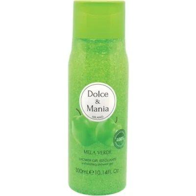 Abbildung von Dolce &amp; Mania Grüner Apfel Shower Gel Scrub, 300 ml Duschgel mit grünem Apfelduft, feuchtigkeitsspendend und entfernt abgestorbene Zellen, frische duftende Haut