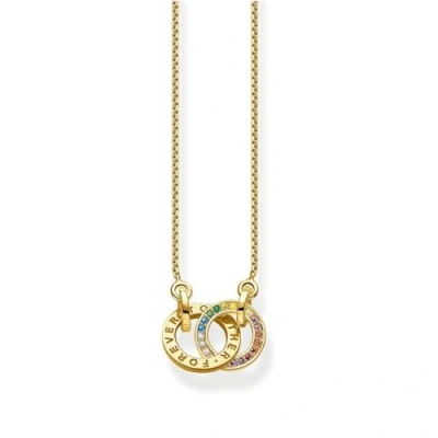 Abbildung von Thomas Sabo Damen Kette Together mit zwei Ringen bunten Steinen vergoldet, aus 925er Sterlingsilber 750er Gelbgold Vergoldung, Länge 55cm, KE1488 996 7 L55V