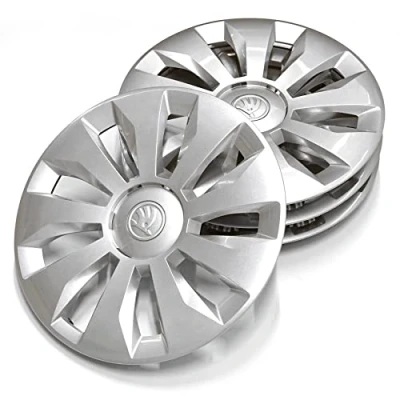 Abbildung von Skoda 6VA071455 Radkappen (4 Stück) Radzierblenden Calisto 15 Zoll Radblenden 5,5Jx15 Stahlfelge, Silber