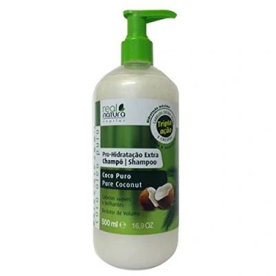 Abbildung von Real Natura Pro Shampoo ohne Salz, extra Kokosnuss, 500 ml, intensive Feuchtigkeit und natürlicher Glanz für Ihr Haar