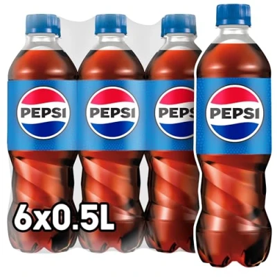 Abbildung von Pepsi Cola, Das Original von Pepsi, Koffeinhaltige Cola in der Flasche, EINWEG (6 x 0.5 l) (Verpackungsdesign kann abweichen)