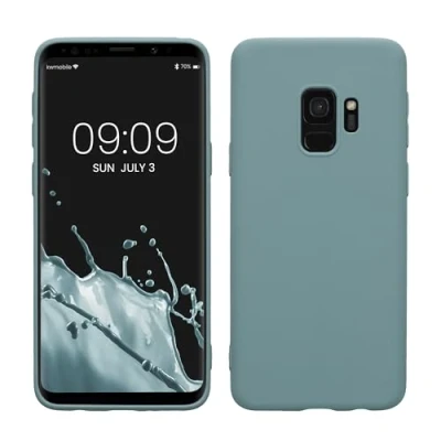Abbildung von kwmobile Hülle kompatibel mit Samsung Galaxy S9 weiches TPU Silikon Case Cover geeignet für kabelloses Laden Antique Stone