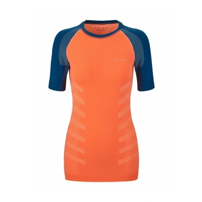 Abbildung von FALKE Damen Baselayer Shirt Warm Round Neck W S/s Ts Funktionsmaterial schnelltrocknend 1 Stück, Orange Coral 8017 Trend, S