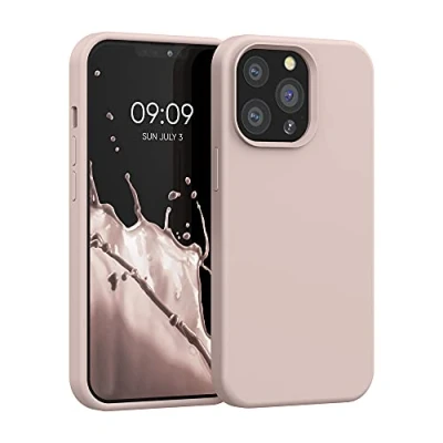 Abbildung von kwmobile Hülle kompatibel mit Apple iPhone 13 Pro Silikon Handy Case Handyhülle weiche Oberfläche kabelloses Laden Altrosa