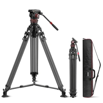 Abbildung von NEEWER LL36 78&quot; Videostativ mit Fluidkopf, EIN Schritt Verriegelung DSLR Stativ, professionelles Hochleistungs Kamerastativ Einstellbarer Dämpfung, QR Platte kompatibel DJI RS