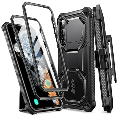 Abbildung von i Blason Armorbox Series Hülle für Samsung Galaxy S23+ Plus 5G Bumper Case mit 2 Vorderseite (ohne Displayschutz + Displayschutz) 2023 Ausgabe (Schwarz)