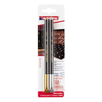 Abbildung von edding 1200 metallic Fasermaler gold, silber 2 Stifte Rundspitze 1 3 mm zum Malen, Schreiben und Zeichnen mit glänzendem Metalliceffekt für Gästebücher, Grußkarten, Fotoalben, Scrapbook