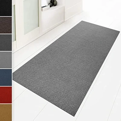 Abbildung von Floordirekt Schmutzfangmatte 80 x 250 cm Grau, ideal auch als Schmutzfangteppich nach Maß, Teppich Flur Läufer, Küchenteppich waschbar rutschfest, Sauberlaufmatte, Meterware (Hong Kong)
