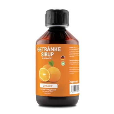 Abbildung von hCGC® Immunsystem Sirup SpeedBoost 2x 250ml, Vegan Zuckerfreies Getränkekonzentrat für 12,5L Fertiggetränk Fruchtsirup Booster mit Vitaminen, Magnesium &amp; L Carnitin Orange