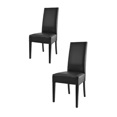 Abbildung von t m c s Tommychairs 2er Set Moderne Stühle Luisa für Küche und Esszimmer, robuste Struktur aus lackiertem Buchenholz Farbe Schwarz, Gepolstert mit schwarzem Kunstleder bezogen