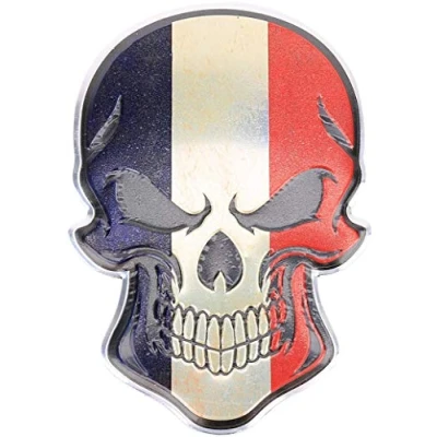 Abbildung von 3D Metall Skull Totenkopf Sticker Logo Emblem Badge Auto Aufkleber Frankreich France