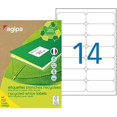 Abbildung von agipa 101196 Recycling Vielzweck Etiketten, 99,1 x 38,1 mm, weiß