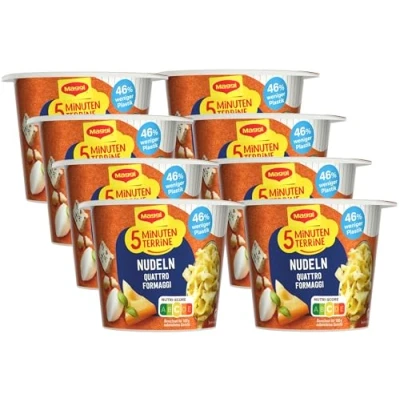 Abbildung von MAGGI 5 Minuten Terrine Nudeln Quattro Formaggi, 8er Pack (8 x 58g)