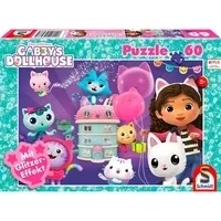 Abbildung von Schmidt Spiele Puzzle 60 Teile Kinder Gabby&#039;s Dollhouse Glitzer Puppenhaus 56473, Puzzleteile