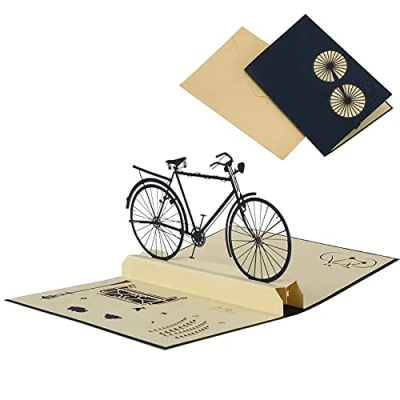 Abbildung von JeoPoom Pop Up Karte,Pop Karte Fahrrad, Fahrradkarte, Glückwunschkarte mit Fahrrad in 3D, Popup Glückwunschkarte, für Ihre Freunde, Familien, Klassenkameraden, Lehrer usw