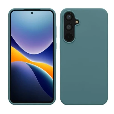 Abbildung von kwmobile Hülle kompatibel mit Samsung Galaxy A55 5G Silikon Handy Case Handyhülle weiche Oberfläche kabelloses Laden Arctic Night