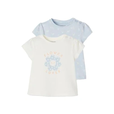 Abbildung von Vertbaudet 2er Pack Baby T Shirts Basic Bedruckt himmelblau 80