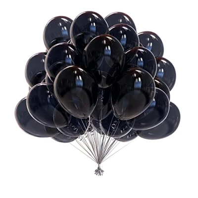 Abbildung von Luftballons Schwarz 50 Stück,10 Zoll/25cm Schwarze Luftballons,Luftballons Geburtstag,Schwarze ballons für Geburtstagsdeko,Hochzeitsdeko,Halloween Dekorationen
