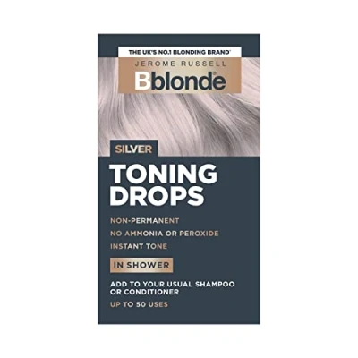 Abbildung von Jerome Russell Bblonde Silver Toning Drops nicht permanenter Silberhaar Toner, erfrischen &amp; pflegen blondes Haarfärbemittel, fügen Sie Tropfen in der Dusche mit Shampoo oder Conditioner hinzu, 50