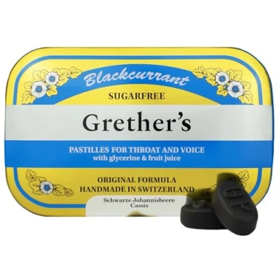 Abbildung von Grethers Blackcurrant Silber zuckerfrei Pastillen Dose