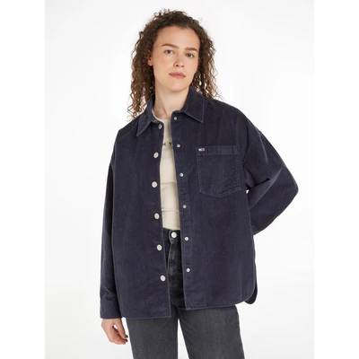 Abbildung von Tommy Jeans Curve Hemdbluse &quot;TJW WASHED CORD OVERSHIRT EXT&quot;, Große Größen, Feincord, Drucker, abgerundeter Saum