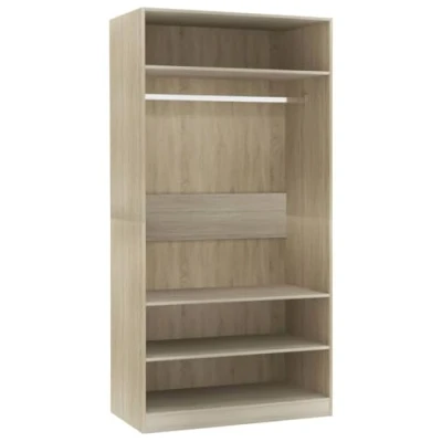 Abbildung von vidaXL Kleiderschrank offen Einlegeboden Regal Kleiderständer Schrank Kleiderstange Garderobenschrank Sonoma Eiche 100x50x200cm Holzwerkstoff