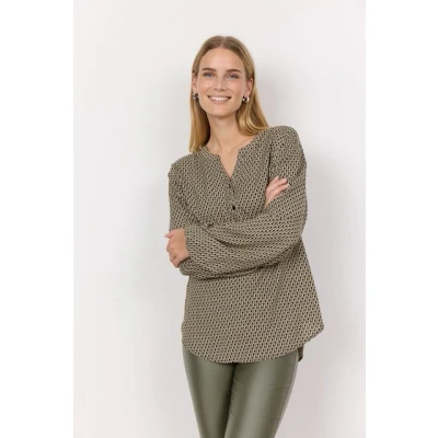 Abbildung von Soyaconcept Namra Bluse, Damen, Größe: Medium, Dark olive combi